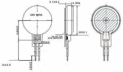 Mechanical Drawing - DFRobot FIT0774 Mini Vibration Motor